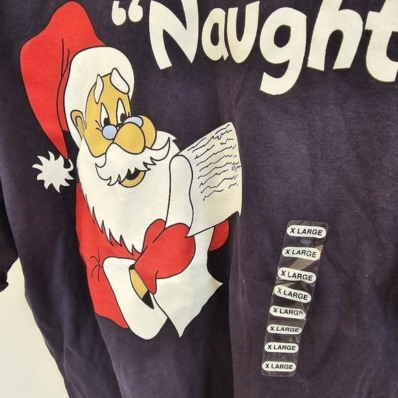 Hybrid New Dear Santa Define Naughty Men's Short Sleeve Graphic Holiday T-Shirt - Picture 3 of 6
